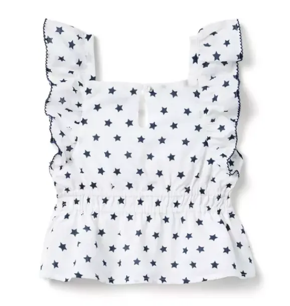 Janie and Jack Sleeveless Tops-Star Peplum Top white star