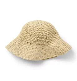 Janie and Jack Accessories|Girl-Straw Bucket Hat natural