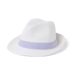 Janie and Jack Hats & Gloves|Accessories-Straw Fedora white
