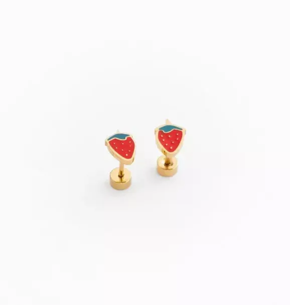 Janie and Jack Kids Accessories|Jewelry-Strawberry Stud Earrings red