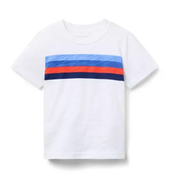 Janie and Jack Tees-Stripe Slub Tee white