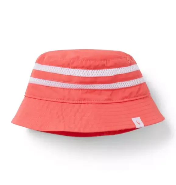 Janie and Jack Hats & Gloves|Accessories-Stripe Terry Bucket Hat bright orange