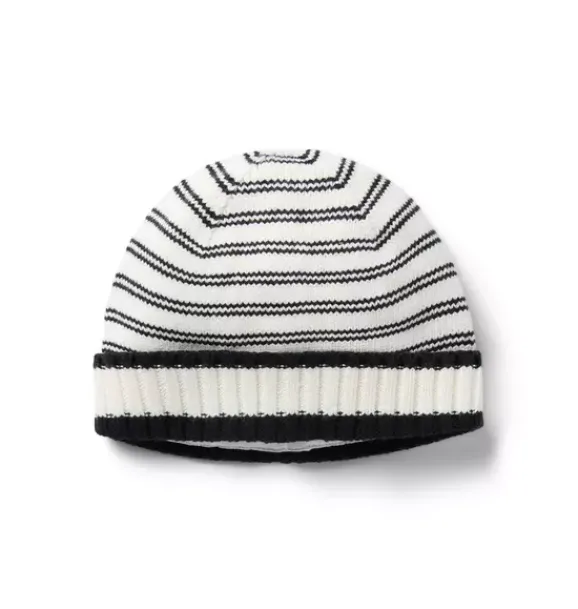 Janie and Jack Hats & Gloves-Striped Beanie jet ivory stripe