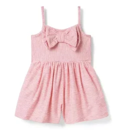 Janie and Jack Rompers & Jumpsuits-Striped Bow Romper cherry stripe