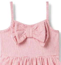 Janie and Jack Rompers & Jumpsuits-Striped Bow Romper cherry stripe