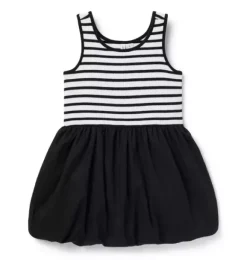 Janie and Jack Dresses-Striped Bubble Hem Dress jj black stripe