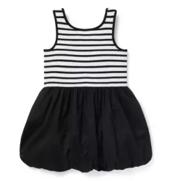 Janie and Jack Dresses-Striped Bubble Hem Dress jj black stripe