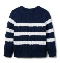 Janie and Jack Sweaters & Sweatshirts-Striped Cable Knit Sweater merchant marine stripe