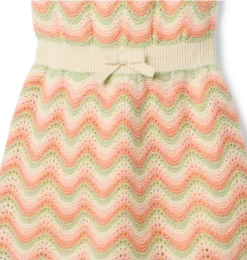 Janie and Jack Dresses-Striped Crochet Dress orange lily stripe
