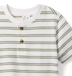 Janie and Jack Tees-Striped Henley Tee white stripe