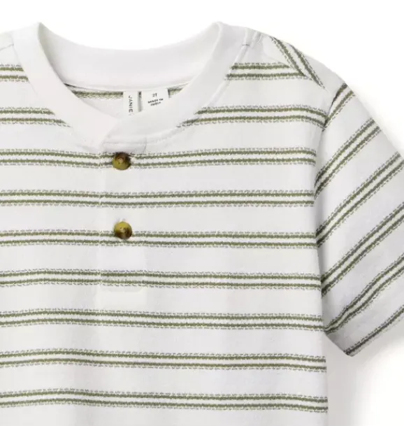 Janie and Jack Tees-Striped Henley Tee white stripe