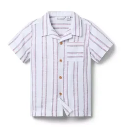 Janie and Jack Matching Sets|Shirts-Striped Jacquard Shirt white stripe