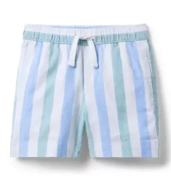 Janie and Jack Shorts-Striped Linen-Cotton Pull-On Short white stripe
