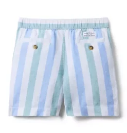 Janie and Jack Shorts-Striped Linen-Cotton Pull-On Short white stripe