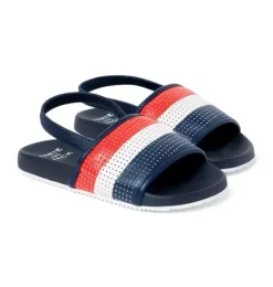 Janie and Jack Boy|Shoes-Striped Perforated Pool Slide merchant marine