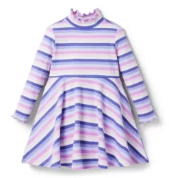 Janie and Jack Dresses-Striped Ribbed Dress lilac stripe