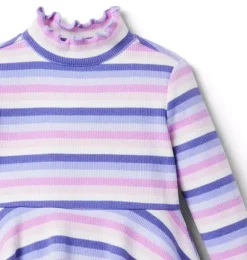 Janie and Jack Dresses-Striped Ribbed Dress lilac stripe