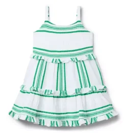 Janie and Jack Dresses-Striped Ruffle Dress green bean stripe
