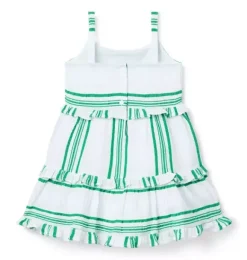 Janie and Jack Dresses-Striped Ruffle Dress green bean stripe