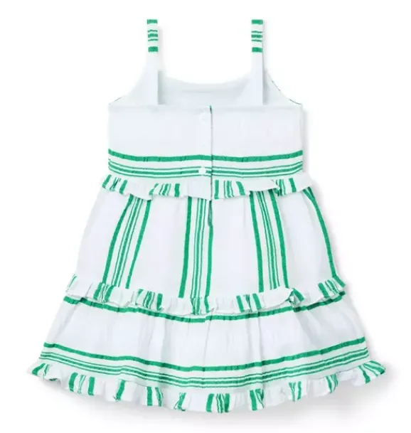 Janie and Jack Dresses-Striped Ruffle Dress green bean stripe