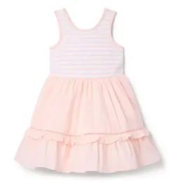 Janie and Jack Dresses-Striped Ruffle Hem Dress soft rose stripe
