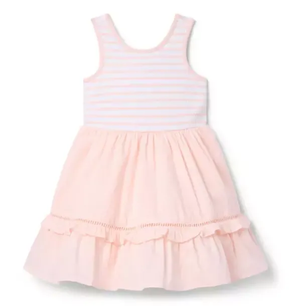 Janie and Jack Dresses-Striped Ruffle Hem Dress soft rose stripe