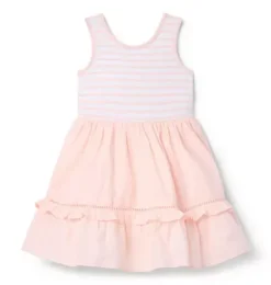 Janie and Jack Dresses-Striped Ruffle Hem Dress soft rose stripe