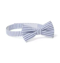Janie and Jack Ties|Suiting-Striped Seersucker Bowtie atlantic blue stripe