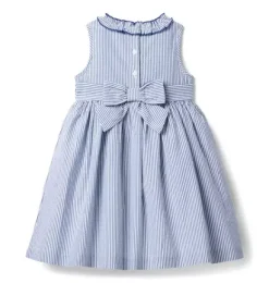 Janie and Jack Dresses-Striped Seersucker Ruffle Collar Dress hydrangea blue stripe