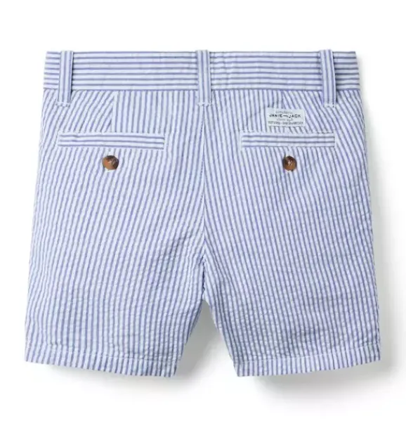 Janie and Jack Suiting|Shorts-Striped Seersucker Short atlantic blue stripe