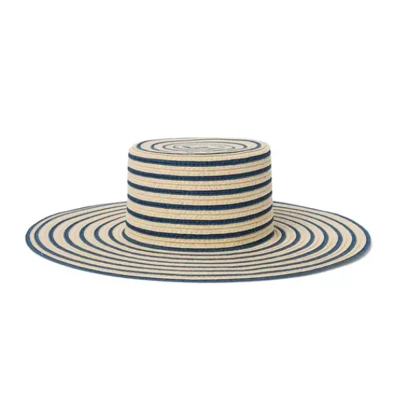 Janie and Jack Girl|Hats, Scarves, & Gloves-Striped Straw Sun Hat natural stripe