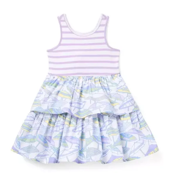 Janie and Jack Dresses-Striped Umbrella Tiered Dress white umbrella
