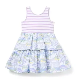 Janie and Jack Dresses-Striped Umbrella Tiered Dress white umbrella