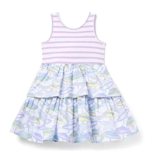 Janie and Jack Dresses-Striped Umbrella Tiered Dress white umbrella