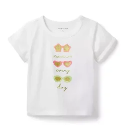 Janie and Jack Short Sleeve Tops-Sunglasses Tee white
