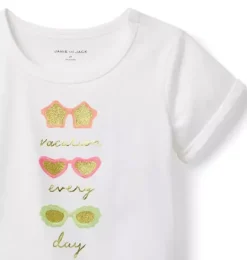 Janie and Jack Short Sleeve Tops-Sunglasses Tee white