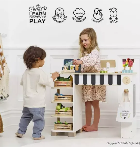Janie and Jack Imaginary Play-Supermarket Till Checkout & Accessories wood
