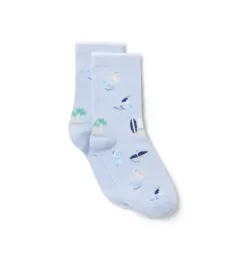 Janie and Jack Socks-Surf Sock heather blue surfer