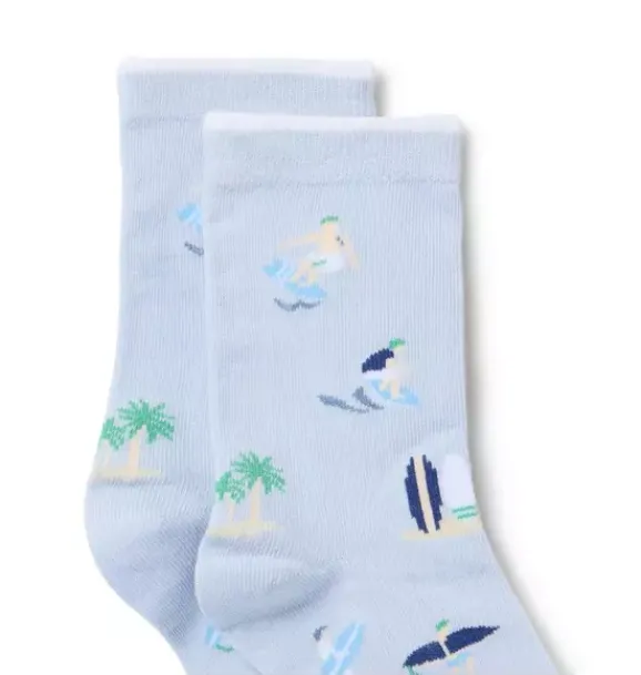 Janie and Jack Socks-Surf Sock heather blue surfer