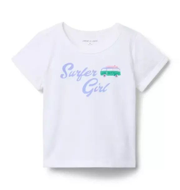 Janie and Jack Short Sleeve Tops-Surfer Girl Tee white