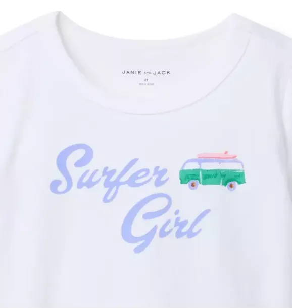 Janie and Jack Short Sleeve Tops-Surfer Girl Tee white