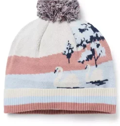 Janie and Jack Hats, Scarves, & Gloves-Swan Pom Beanie nutmeg cream swan