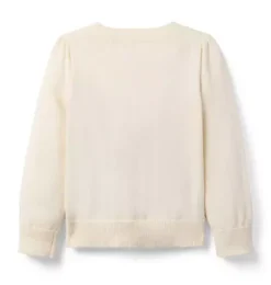 Janie and Jack Sweaters & Sweatshirts-Swan Puff Sleeve Sweater nutmeg cream swan
