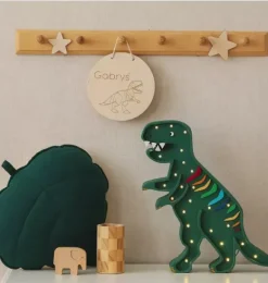 Janie and Jack Lighting-T Rex Lamp rainbow green