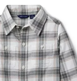 Janie and Jack Shirts-Tartan Flannel Shirt jet ivory plaid