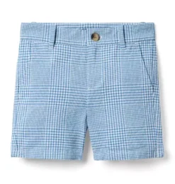 Janie and Jack Suiting|Shorts-Tattersall Linen-Cotton Short pebble beach tattersall