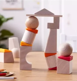 Janie and Jack Development Toys-Teetering Towers Wooden Blocks multi-color