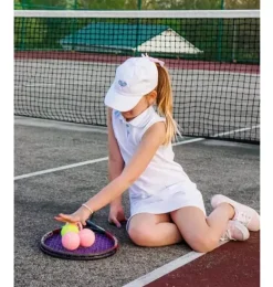 Janie and Jack Kids Accessories-Tennis Bow Baseball Hat white