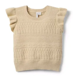 Janie and Jack Sweaters & Sweatshirts-Textured Flutter Sleeve Sweater oatmeal cookie