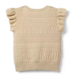 Janie and Jack Sweaters & Sweatshirts-Textured Flutter Sleeve Sweater oatmeal cookie